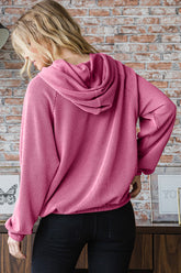Ribbed Long Sleeve Hoodie with Kangaroo Pocket Heimish